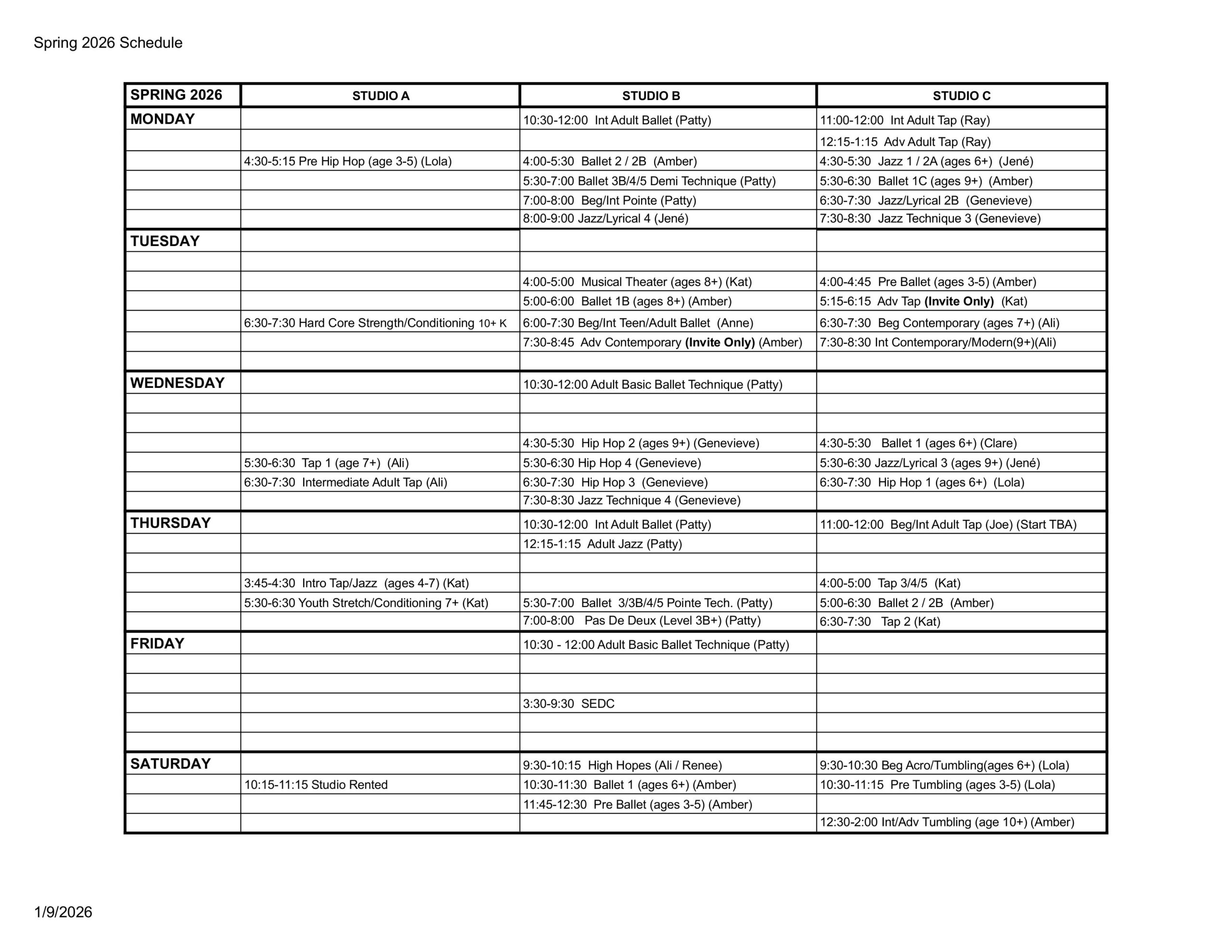 Spring 2026 Schedule - Sheet1 (2)